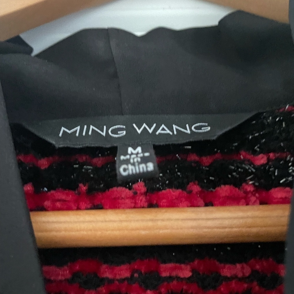 Ming Wang Chenille Tie Neck Metallic Top - Picture 6 of 7